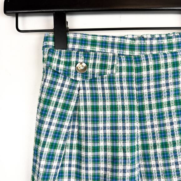 Vintage 90s Unbranded Green Blue Plaid Pants FLAWS Boys - 2 2T - Picture 3 of 9